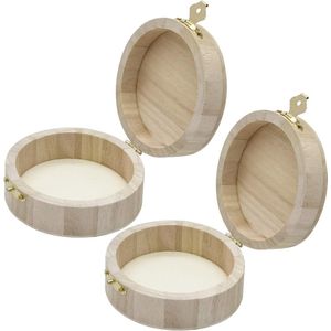Kleine ronde houten kist met deksel - onafgewerkt hout - 10 x 45 cm - mini-schatkist - 2 stuks