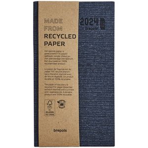 Brepols Agenda 2024 • Ecorama Kazar • Gerecycleerd papier • gebonden met hardcover • 9 x 16 cm • Blauw