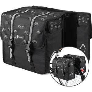 Packaway Dubbele Fietstassen - Waterdicht Fietstassen Elektrische Fiets - Reflectie - Fiets Patroon Zwart 36 Liter