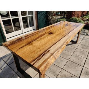 Epoxy tafel rivier tafel boomstamtafel met unieke poten - 260 x 100 cm - Eettafel fraké noir hout