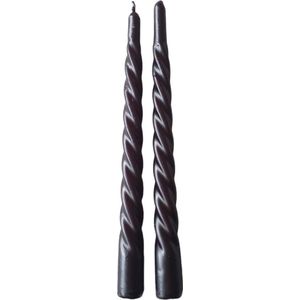 Swirl Dinerkaarsen – Kaarsen - Kaars - Set/2 – 2,1 x 25 cm – Black - Branded By