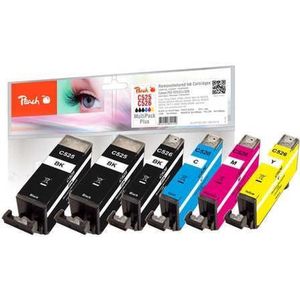 Peach PI100-249 inktcartridge 6 stuk(s) Compatibel Zwart, Cyaan, Magenta, Foto zwart, Geel