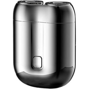 Scheerapparaat - Elektrisch scheerapparaat - Mini elektrisch scheerapparaat - Dubbele ringelleboog - Waterdicht - Magnetisch - Nat en droog gebruik - Draagbaar - Geschikt voor familie - reizen - Vaderdagcadeau - Zilver