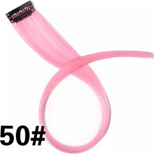 Akyol - Haar extension – lichtroze haar extension – paars – extension – nep haar – 1 stuk – cadeau – carnaval – synthetisch haar