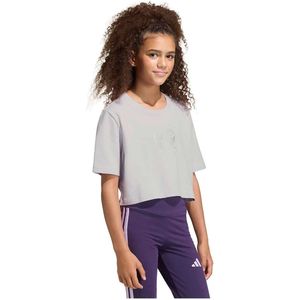 Adidas Everyday Glam Cropped Graphic T-shirt Met Korte Mouwen Grijs 14-15 Years Meisjes