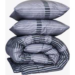 Zelesta® Royalbed Stripe Anthracite 200x200cm - Dekbed zonder overtrek - 30 dagen proefslapen - Wasbaar hoesloos dekbed - Bedrukt dekbed - All year zomerdekbed & winterdekbed