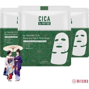 Mitomo - Cica Peptide Gezichtsmasker - Peptiden Face Mask - Voor Gezicht en Hals - Anti Aging Sheet Mask - 3 x 35g