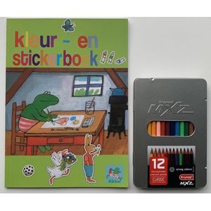 Kikker kleur- en stickerboek + 12 Bruynzeel kleurpotloden