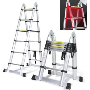 Telescopische Vouwladder 3,8 m - Aluminium, Lichtgewicht, Maximaal 150 kg
