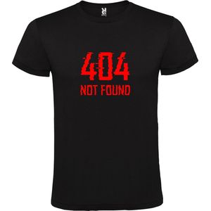 Zwart T-shirt ‘404 Not Found’ Rood Maat 4XL
