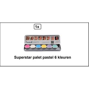 Palet pastel Unicorn 6 kleuren - Superstar - Thema feest carnaval party schmink pallet kleur festival