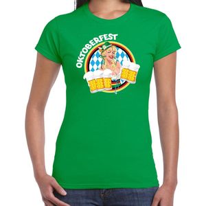 Bellatio Decorations Oktoberfest verkleed t-shirt dames - Duitsland/duits bierfeest kleding - groen L