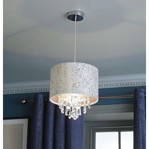 Argos Home Fil Suede & kralen zilver Foil Shade lampenkap