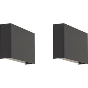 QAZQA otan - Moderne Wandlamp voor binnen - 2 stuks - D 5 cm - Zwart - Woonkamer | Slaapkamer | Keuken