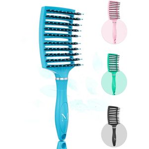 Curved Anti-klit Haarborstel - Ontwarren - Blauw