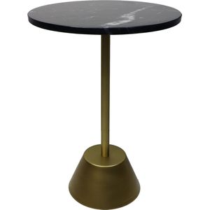 HSM Collection Ronde bijzettafel - ø40x55 - Zwart/goud - Marmer/metaal