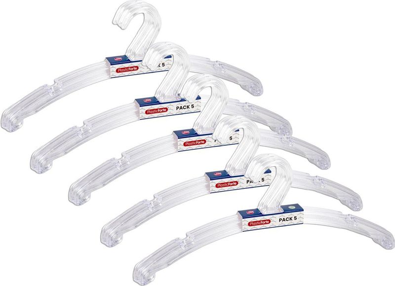 Plasticforte - Kledinghangers - Transparant - 25x - Kunststof - 42 x 18 cm