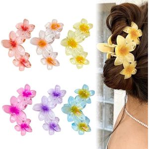 JGS Premium - Set van 6 schattige bloemenhaarspelden voor vrouwen - kleurrijke antislip klemmen - ideaal voor dik haar - Haaraccessoires met Hawaï thema