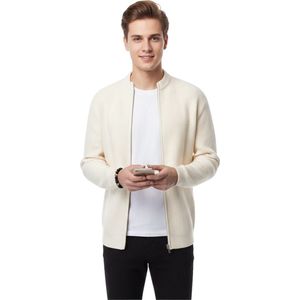 Gebreide Vest met Rits - Heren - Wit - Trui - Slim Fit - Getailleerd - Rib Design