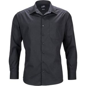 James and Nicholson Heren Longsleeve Zakelijk Shirt (Zwart)