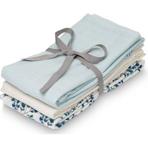 Cam Cam organic set 3 hydrofiele doeken 70x70cm | Mix Fiori Blue White