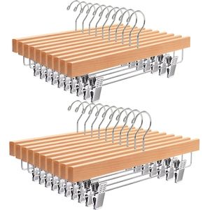 Goodivery ® Set van 20 Luxe Houten Kledinghangers met Antislip Clips en Draaibare Haken