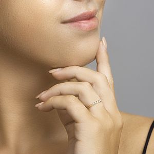 Ring - Bicolor Geel- en Witgouden Ring - Dames - 2mm - Zirkonia