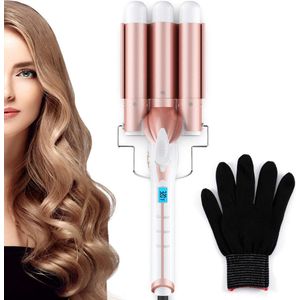 Ohuhu Wafeltang - Wave Krultang - Golvenkrultang - Curling iron - Wafeltang Haar - Krultang - 22mm - Rosegoud