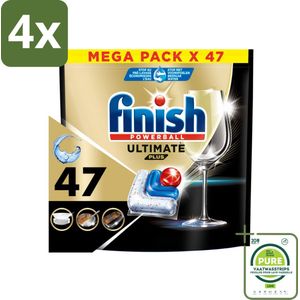Finish - Vaatwasmiddel - Ultimate Plus All in One Regular - Krachtige Alles-in-1 Reiniging - 47 capsules - Voordeelverpakking - 4 stuks - Vaatwastablet - Vaatwasser tabletten