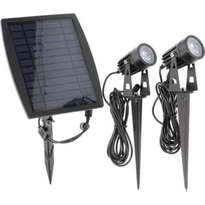 Proventa Longlife Solar LED Tuinspots inclusief zonnepaneel - 2 x LED grondspot + zonnepaneel
