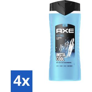 4 x Axe XL - 3-in-1 Douchegel - Ice Chill - Icy Menthol - Insta Cool - 400 ml - Douchegel - Axe - Ice Chill - Bevroren Munt - Citroen