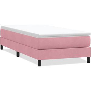 vidaXL - Boxspring - zonder - matras - fluweel - roze - 90x210 - cm