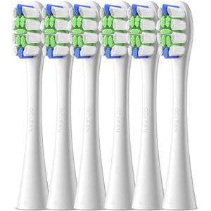 Professionele vervangende borstels voor elektrische tandenborstels - 6 stuks, W-vormige kop, wit