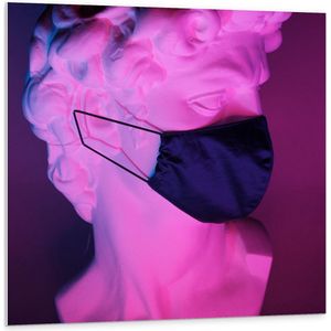 Forex - Mondkapje op Kunst - 100x100cm Foto op Forex