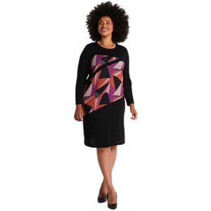 Korte rechte jurk in grafisch breisel