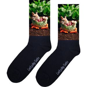 Konijn - Verjaardags cadeau - Grappige sokken - Print sokken - Leuke sokken voor heren en dames - Moederdag - Vaderdag - Cadeau voor hem en haar - Kerstcadeau - vrolijke sokken - Valentijns cadeau - kool - Socks waar je Happy van wordt - Maat 37-44
