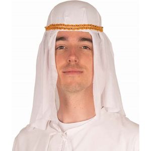 Faram party Arabieren sheik verkleed hoofddoek - wit/goud - volwassenen