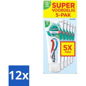 Aquafresh Tandpasta Coolmint - Fris en Beschermend - Voordeelverpakking - 5 tubes - Voordeelverpakking - 12 stuks