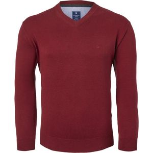 Redmond heren trui katoen - V-hals - donker rood - Maat: XL