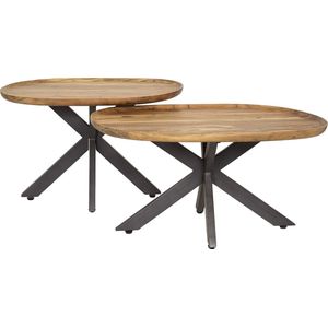 Massief acacia salontafel set Spider | 2 delig naturel