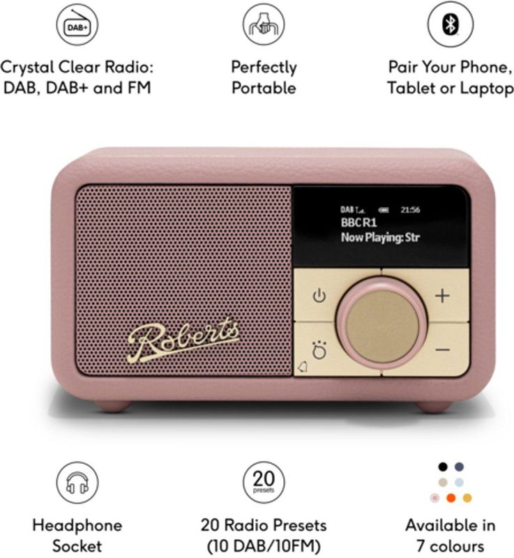Roberts - Revival Petite 2 - Mini DAB+ FM Radio - Zwart - Met Bluetooth