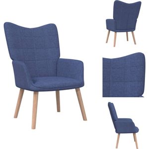 vidaXL Relaxstoel - blauw - 61.5 x 69 x 95.5 cm - Stof - Beukenhout - Staal - Fauteuil