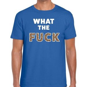 What The Fuck tijgerprint heren shirt blauw - Heren feest t-shirts XXL