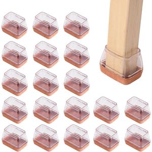 Stoelpootdoppen rechthoekig - set van 24 - vilt siliconen - beschermkappen voor stoelpoten - ter bescherming van vloeren en meubels - 34 x 45 mm.