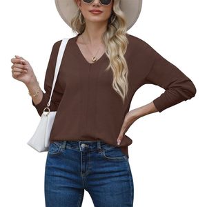 Vrouwen V-hals truien met lange mouwen