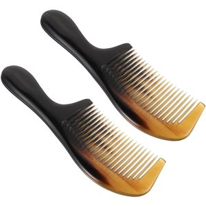 2pcs Zwarte Bloem Hoorn Kam - Statisch Verminderen - Massage Kam voor Hoofdhuid - Handige Hoorn Kam voor Huishouden en Haarverzorging - Dames Haarstyling Kam
