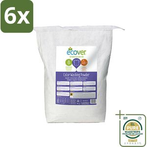 Ecover - Waspoeder Color - Voor gekleurde was - 7,5 kg - Voordeelverpakking - 6 stuks - Wasmiddel - Waspoeder kleur