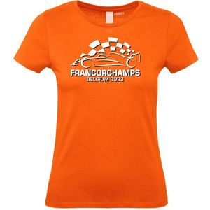 Dames T-shirt Belgium Francorchamps 2023 | Formule 1 fan | Max Verstappen / Red Bull racing supporter | Oranje dames | maat XS