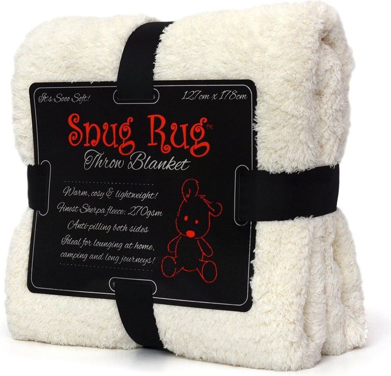 Snug Rug - Sherpa - Fleece Deken - Creme Wit - Plaid