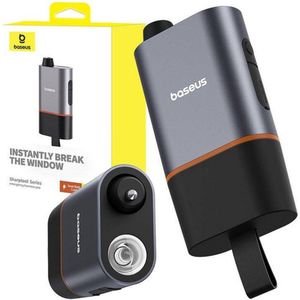 Almas - Baseus - Auto Nood accesoire - Veiligheidshamer - Noodhamer - Zaklamp - Raambreker - Grijs